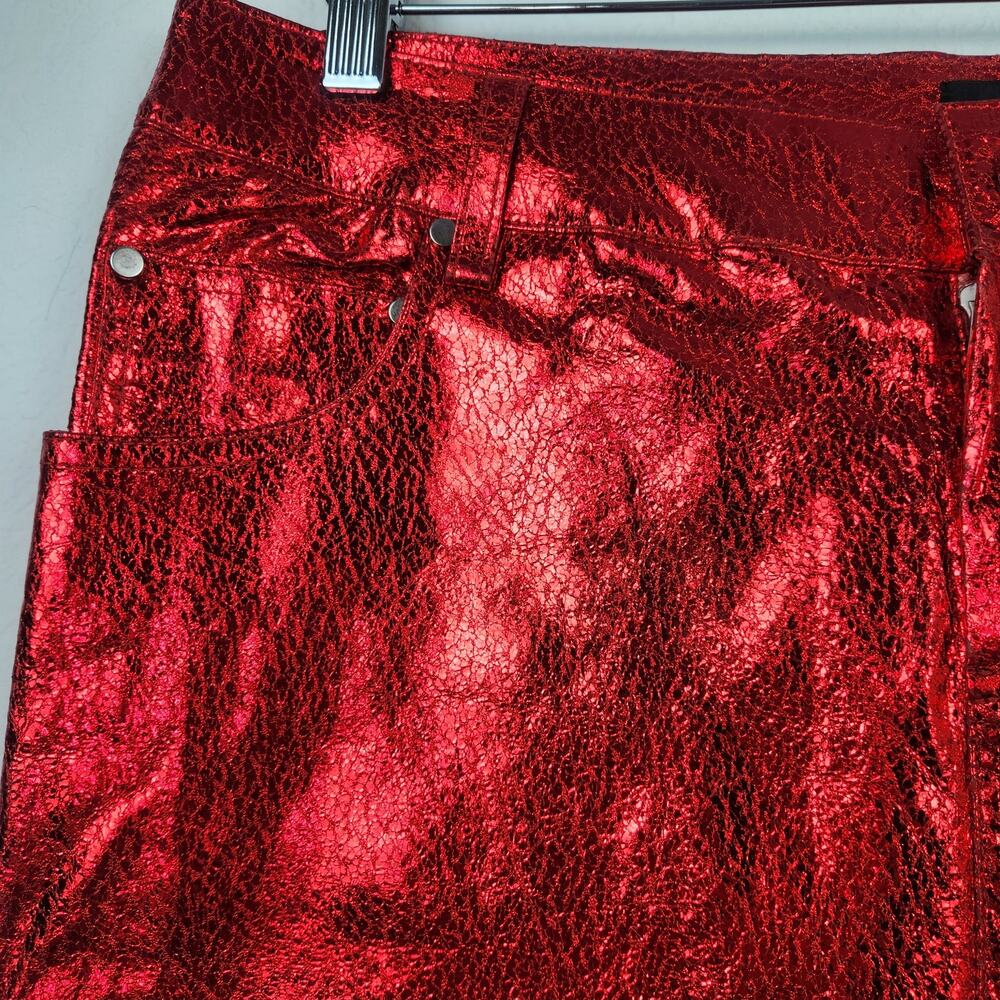 Retrofete Lynx Leather Pant in Metallic Red Size Large NWT Flare - Picture 4 of 12